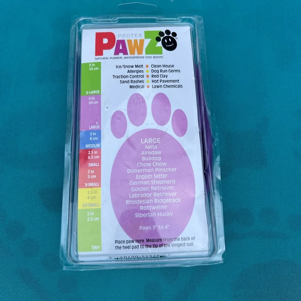 NEW IN BOX PAWS Purple Dog Paw Protector Shoe Size Large 12 pack